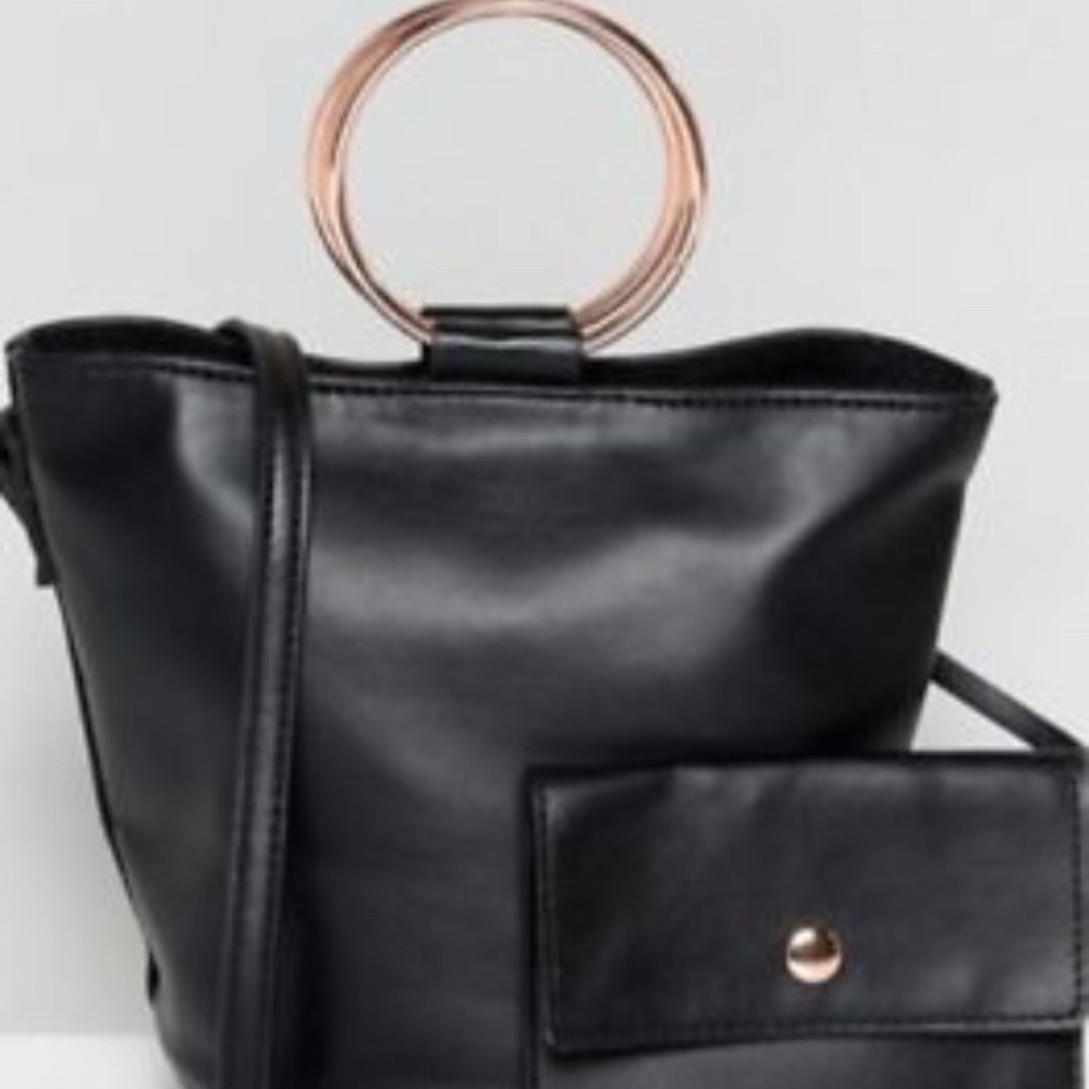 ASOS NWT Bucket Ring Crossbody Bag Black